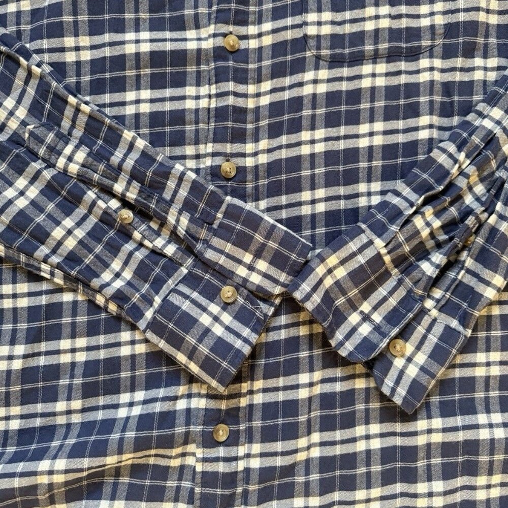 Faherty Men's Shirt Size Large L Plaid Flannel Button Down Long Sleeve Blue EUC - Picture 5 of 10